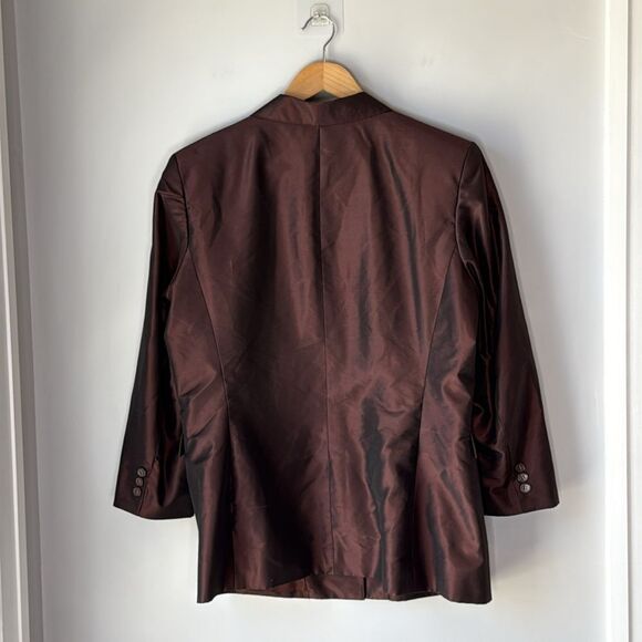 Vintage Alfani Silk Jacket Blazer Suit Brown Metallic - Picture 2 of 7